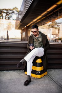 Street style at Pitti Uomo 105 in Florence, Italy.
