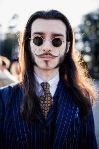 Street style at Pitti Uomo 105 in Florence, Italy.