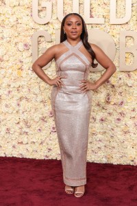 Quinta Brunson at the 81st Golden Globe Awards held at the Beverly Hilton Hotel on January 7, 2024 in Beverly Hills, California.