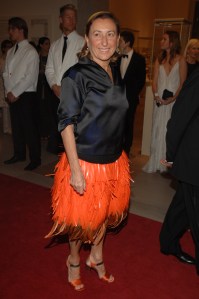 Designer Miuccia Prada attends the Metropolitan Museum of Art's annual Costume Institute gala in New York City. Prada wears her own design. (WWD/CondeNast/NYT Syndicate)
