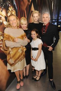 NEW YORK, NY - APRIL 30:  (L-R) Designer Miuccia Prada, costume and production designer Catherine Martin, actress Carey Mulligan, director Baz Luhrmann and daughter Lillian Luhrmann attend Catherine Martin And Miuccia Prada Dress Gatsby Opening Cocktail on April 30, 2013 in New York City.  (Photo by Jamie McCarthy/Getty Images for Prada)