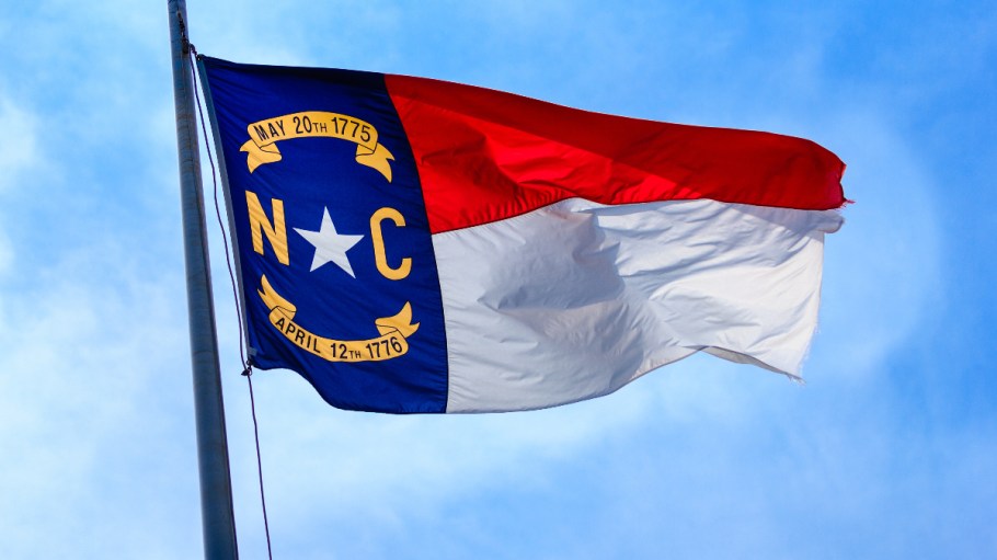 North Carolina's flag flying.