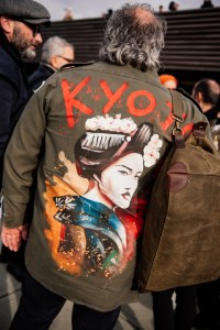 Street style at Pitti Uomo 105 in Florence, Italy.