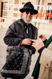Street style at Pitti Uomo 105 in Florence, Italy.