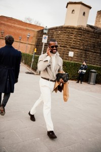 Street style at Pitti Uomo 105 in Florence, Italy.