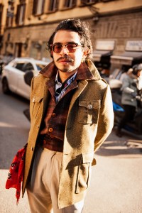 Street style at Pitti Uomo 105 in Florence, Italy.