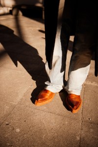 Street style at Pitti Uomo 105 in Florence, Italy.