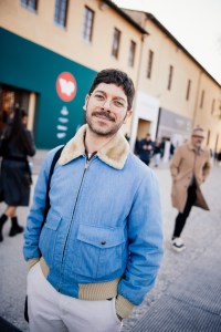 Street style at Pitti Uomo 105 in Florence, Italy.