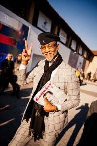 Street style at Pitti Uomo 105 in Florence, Italy.