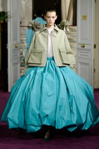Model on the runway at Valentino Couture Spring 2024 as part of Paris Couture Fashion Week held at Place Vendôme on January 24, 2024 in Paris, France.