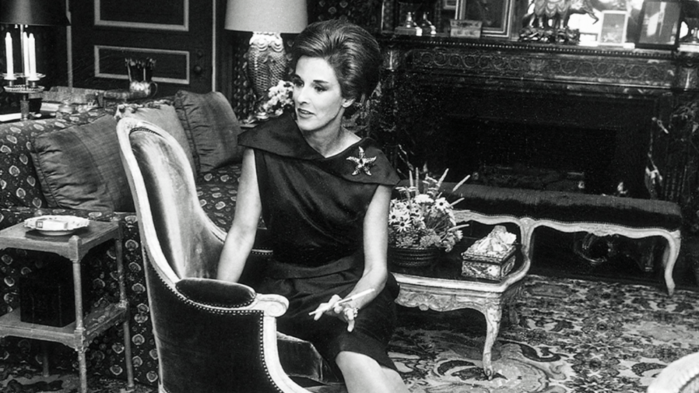 Black and white image of American socialite Babe Paley