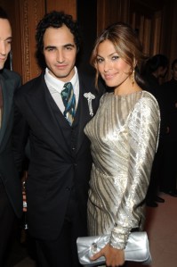 Zac Posen (L) and Eva Mendes attend Cartier's 100th American Anniversary party at Cartier Fifth Avenue.