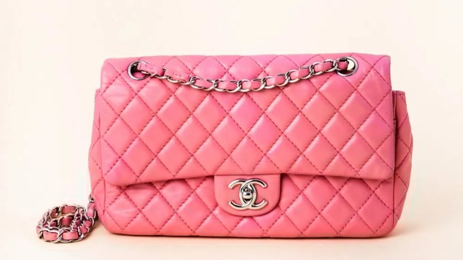 An authentic Chanel Lambskin Double Flap Classic Shoulder Bag.