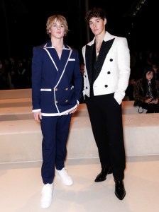 Jack Wright and Noah Beck at Balmain Men’s Fall 2024 as part of Paris Men's Fashion Week held at Grande Halle de la Villette on January 20, 2024 in Paris, France.