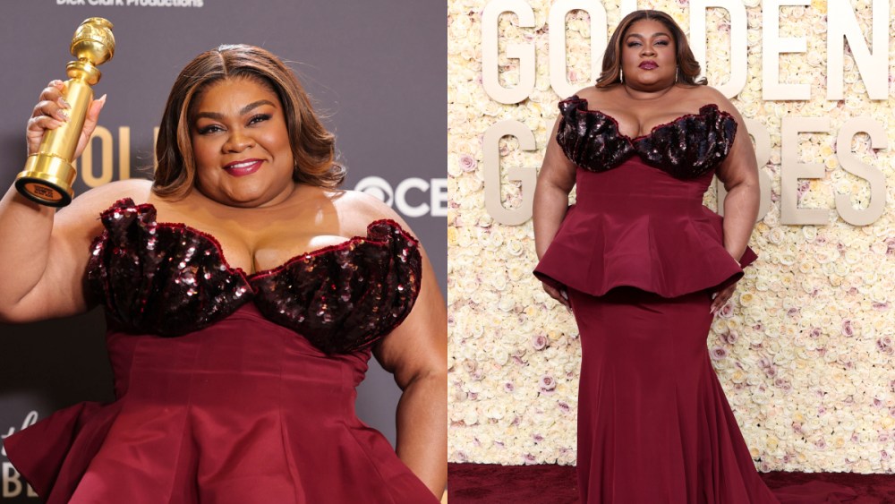 Da’vine Joy Randolph, Golden Globe Award, red dress, red carpet, Da’vine Joy Randolph wearing Rodarte red dress on red carpet at Golden Globes.