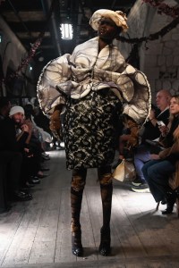 Model on the runway at Maison Margiela Couture Spring 2024 as part of Paris Couture Fashion Week held at Pont Alexandre III on January 25, 2024 in Paris, France.
