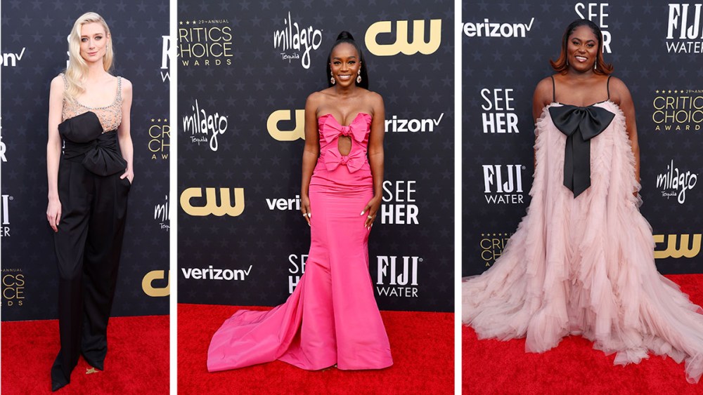 Elizabeth Debicki, Aja Naomi King, Danielle Brooks, critics choice awards 2024, bow trend, bow dresses, red carpet, bows on the red carpet