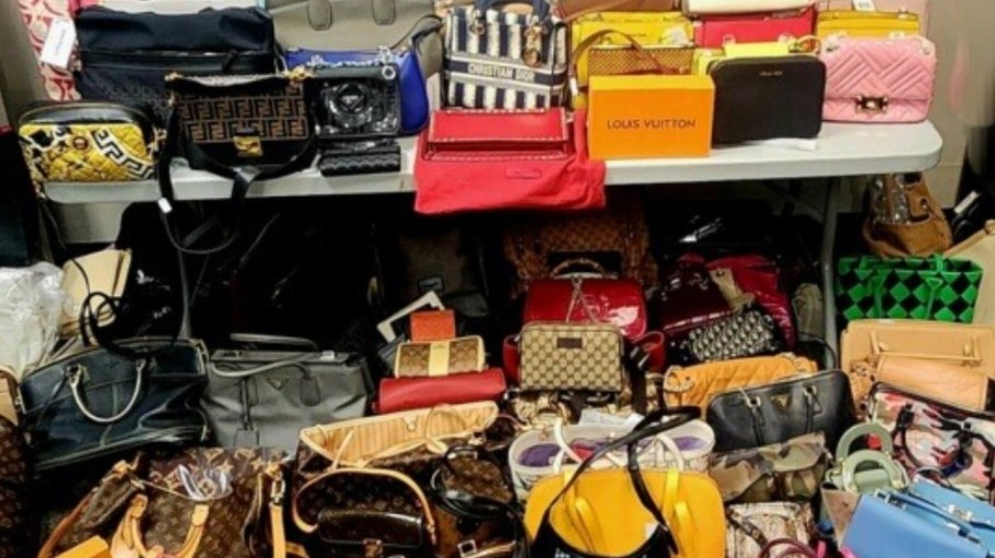 Hundreds of stolen luxury handbags were recovered from a Downtown, L.A. storefront.