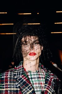 Backstage at the Thom Browne fall 2024 ready-to-wear show at New York Fashion Week.
