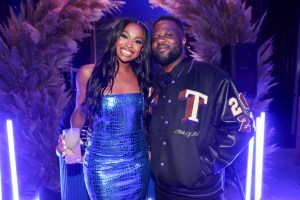 Coco Jones and Tunji Balogun at the Coco Jones and Grey Goose Toast to Grammy’s Nominations held at The West Hollywood EDITION on February 2, 2024 in West Hollywood, California.