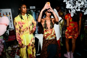 Backstage at the Collina Strada Fall 2024 ready-to-wear show at New York Fashion Week, February 2024.