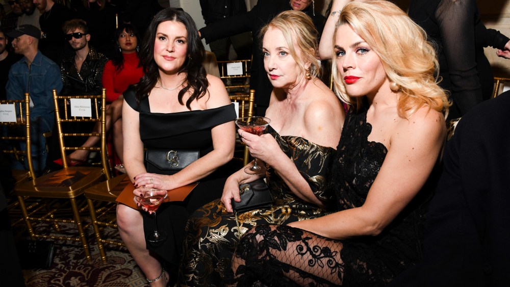 Melanie Lynskey, J. Smith-Cameron,Busy Philipps, and Derek Blasberg at the Christian Siriano Fall 2024 ready-to-wear show.