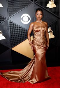 LOS ANGELES, CALIFORNIA - FEBRUARY 04: (FOR EDITORIAL USE ONLY) Victoria Monét attends the 66th GRAMMY Awards at Crypto.com Arena on February 04, 2024 in Los Angeles, California. (Photo by Frazer Harrison/Getty Images)