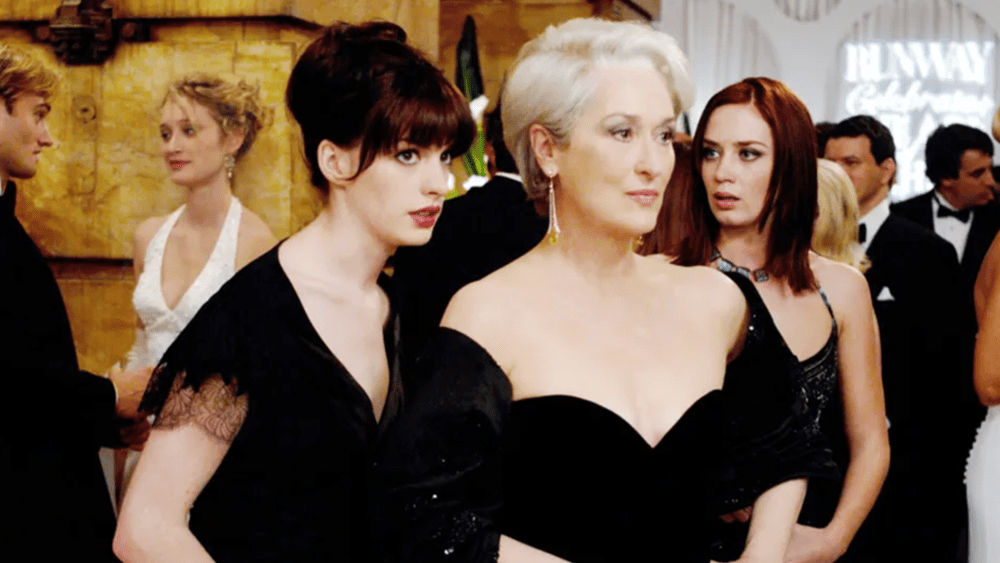 Anne Hathaway, Meryl Streep and Emily Blunt in 'The Devil Wears Prada' that's now debuting as a musical.