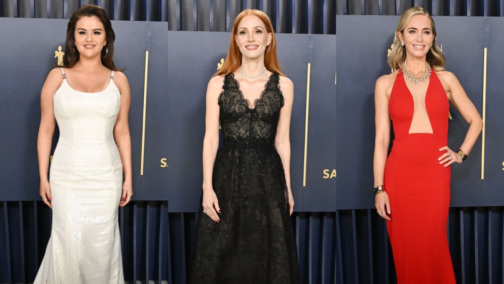 best dressed list, red carpet looks, Selena Gomez, Jessica Chastain and Emily Blunt at the Screen Actors Guild Awards on Feb. 24 in Los Angeles.