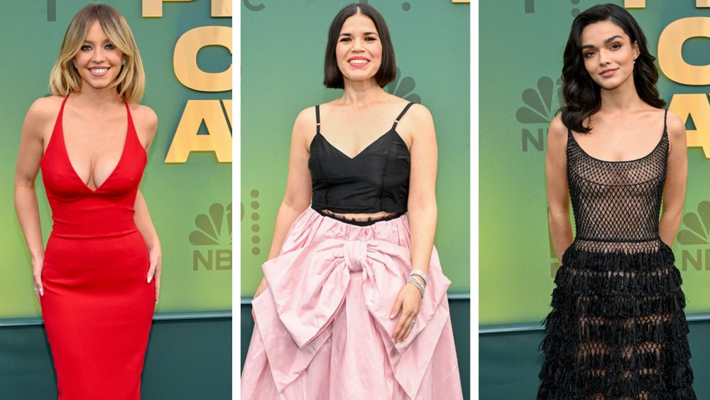 Sydney Sweeney at the 2024 People's Choice Awards held at Barker Hangar on Feb. 18 in Santa Monica, Calif., america ferrera, rachel zegler