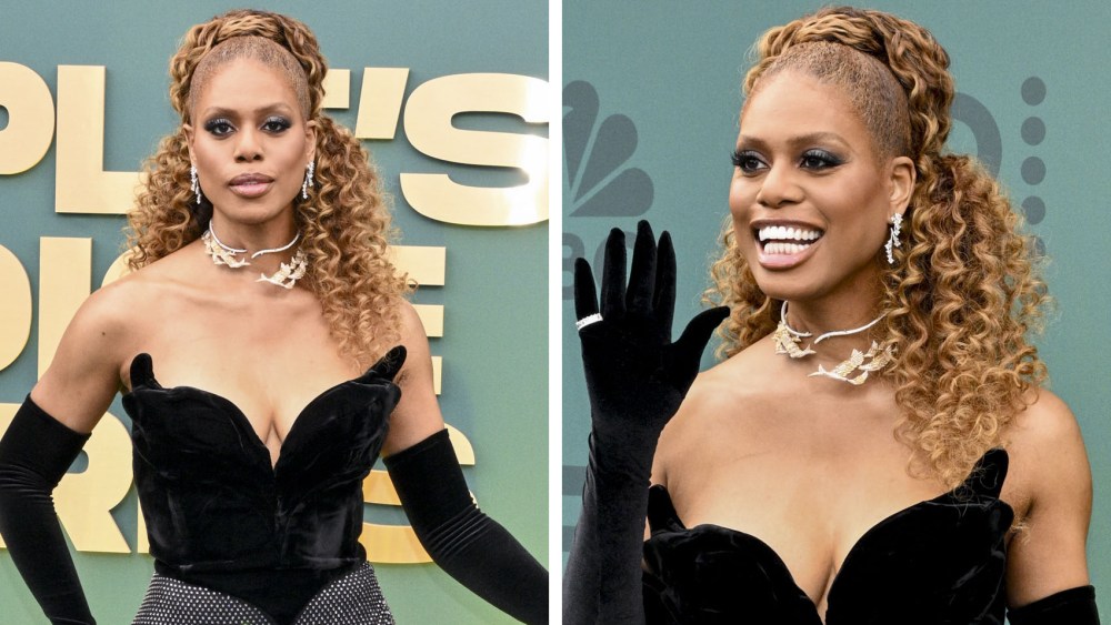 e host Laverne Cox at the 2024 People’s Choice Awards on Feb. 18 in Los Angeles, vintage mugler dress