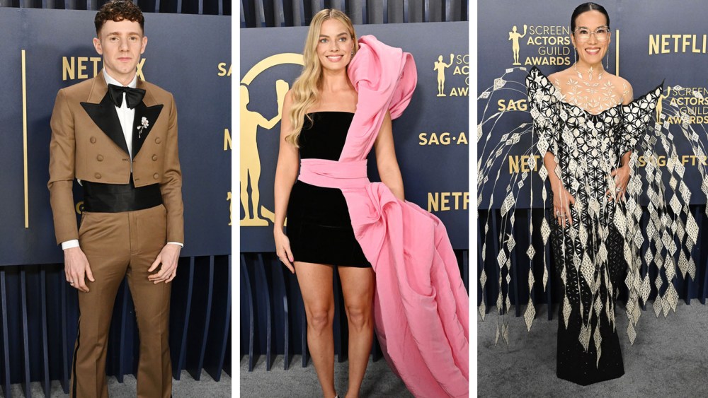 worst dressed sag awards 2024, ali wong, Margot Robbie at the 30th Annual Screen Actors Guild Awards held at the Shrine Auditorium and Expo Hall on February 24, 2024 in Los Angeles, California.
