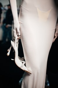 Backstage at the Mugler fall 2024 ready-to-wear show at Paris Fashion Week.