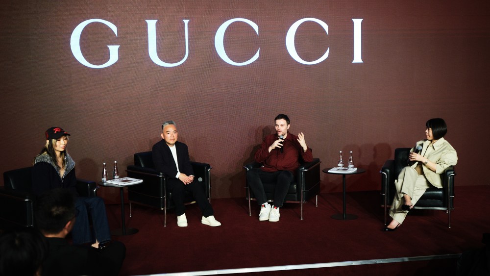 Gucci creative director Sabato De Sarno attended a talk at Donghua University addressing fashion students on Tuesday in Shanghai, China.