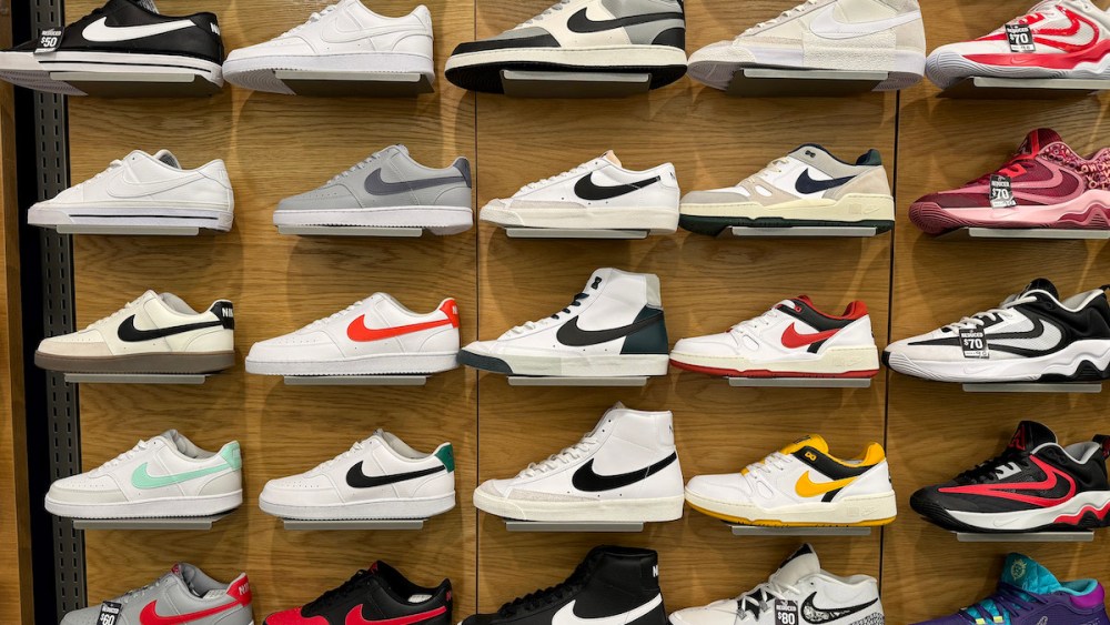 SAN FRANCISCO, CALIFORNIA - MARCH 21: Nike shoes are displayed at a Macy's store on March 21, 2024 in San Francisco, California. Athletic footwear and apparel maker Nike will report third quarter earnings today after the closing bell. (Photo by Justin Sullivan/Getty Images)