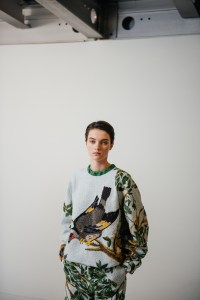 Backstage at the Loewe fall 2024 ready-to-wear show at Paris Fashion Week.