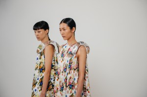 Backstage at the Loewe fall 2024 ready-to-wear show at Paris Fashion Week.