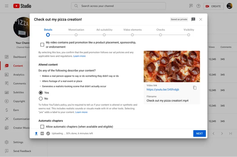 YouTube AI disclosure