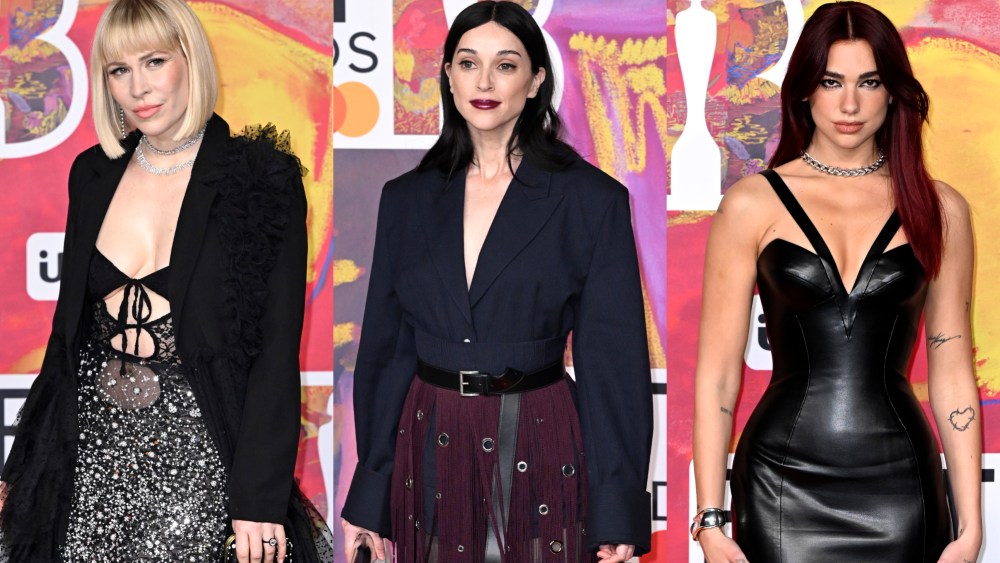 Natasha Bedingfield, St. Vincent and Dua Lipa at the 2024 Brit Awards in London.