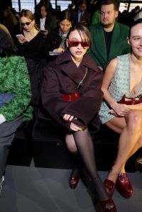 MILAN, ITALY - FEBRUARY 23: Emma Chamberlain attends the Gucci Women's Fall Winter 2024 Fashion Show during Milan Fashion Week Womenswear Fall/Winter 2024-2025 at Fonderia Carlo Macchi on February 23, 2024 in Milan, Italy. (Photo by Victor Boyko/Getty Images for Gucci)
