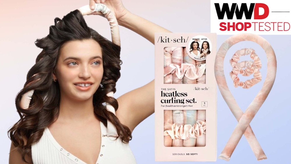 brown satin heatless hair curling set