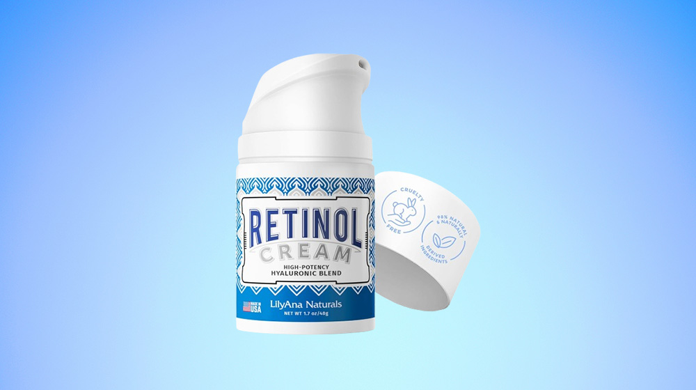 LilyAna Retinol Cream Bottle on white backgorund