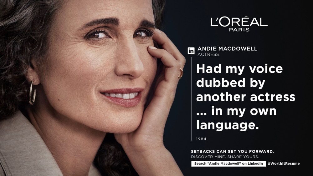 From L'Oréal Paris' "Worth It Résumé" campaign.