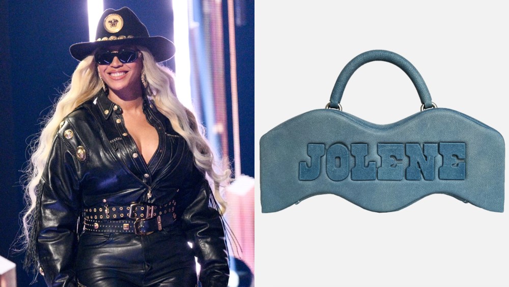 jolene purse, Beyoncé at the 2024 iHeartRadio Music Awards on April 1 in Los Angeles, Versace, Cowboy Carter, celebrity style, Western