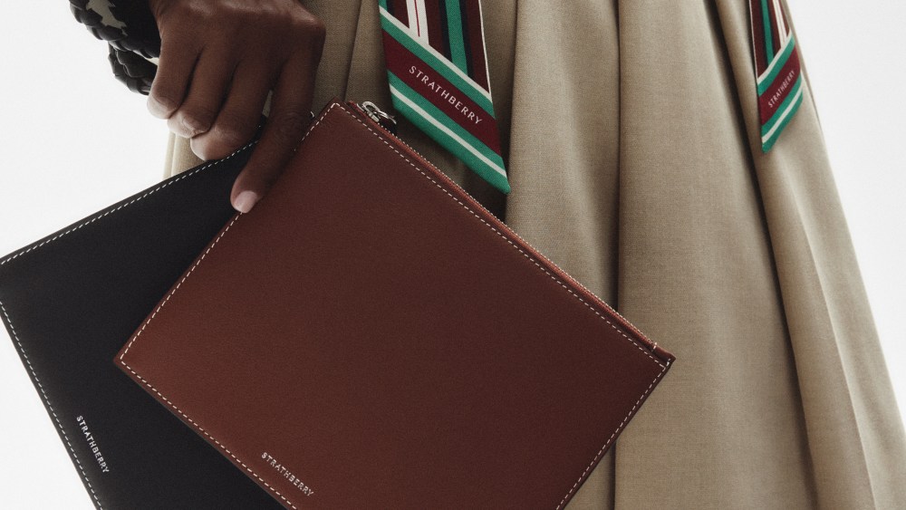 A wristlet from the collection.