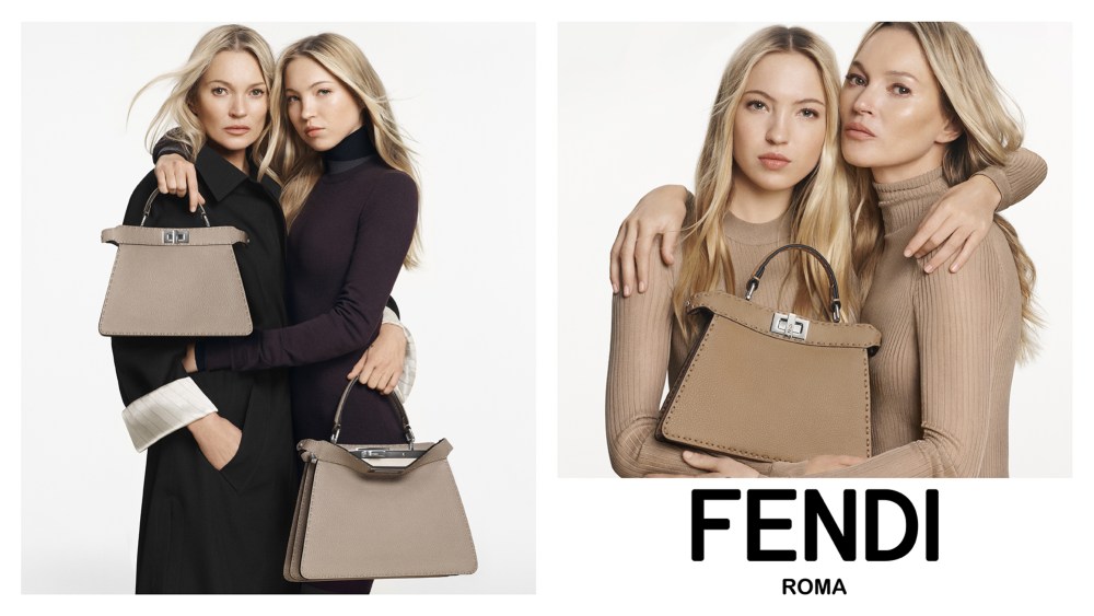 Kate Moss and her daughter Lila Grace Moss in Fendi's 2024 Peekaboo campaign