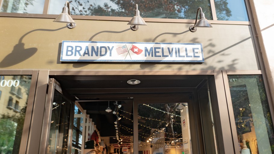 Sign on facade at retail store Brandy Melville on Santana Row in the Silicon Valley, San Jose, California.