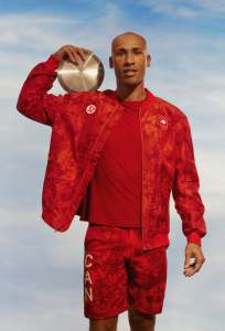 Canadian decathlete Damian Warner in the opening ceremony kit.