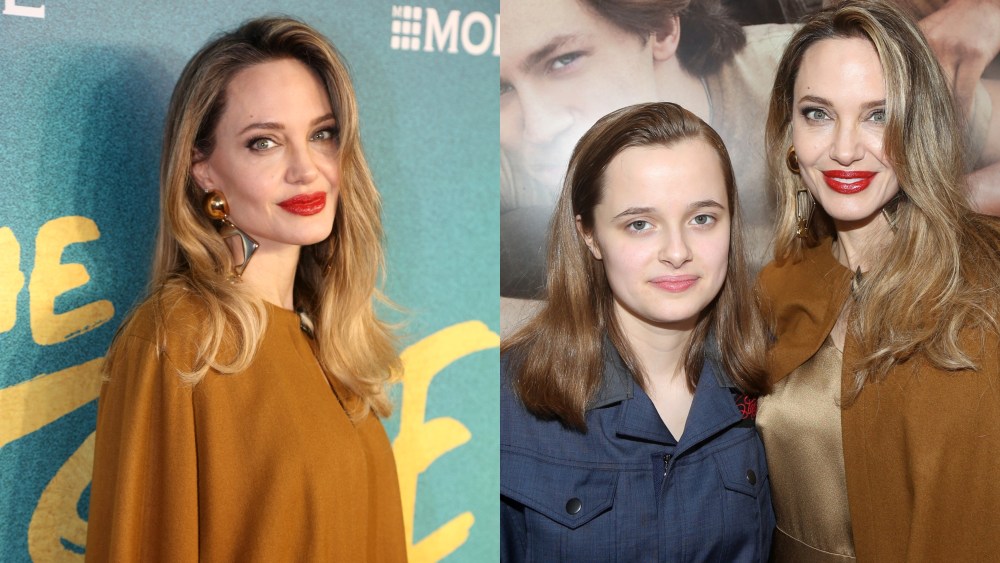Angelina Jolie, at left, Vivienne Jolie-Pitt at the 'Outsiders' Broadway premiere
