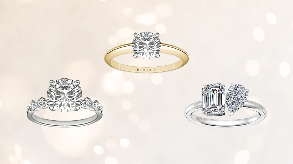 silver east-west engagement ring